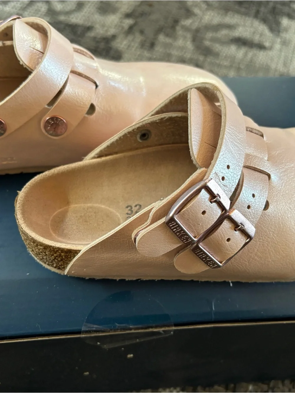 Birkenstock girls leather slip on clogs, size 32